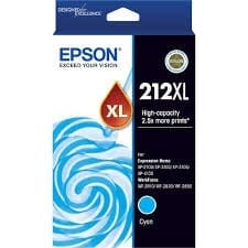 Genuine Epson 212XL Cyan High Yield ink cartridge  -  350 pages