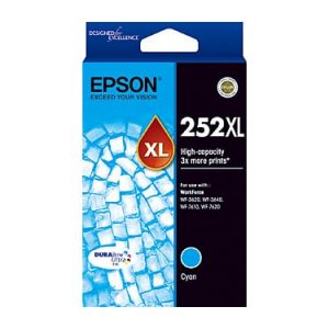 Genuine Epson 252XL Cyan High Yield ink cartridge - 1,100 pages