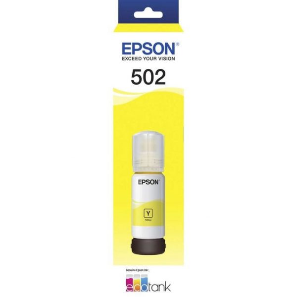Genuine Epson T502 EcoTank Yellow ink bottle - 6,500 pages