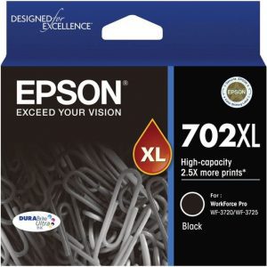 Genuine Epson 702XL Black High Yield ink cartridge - 1,100 pages