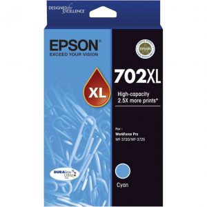 Genuine Epson 702XL Cyan High Yield ink cartridge - 950 pages