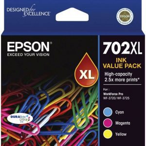 Genuine Epson 702XL Value Pack 3pk (C,M,Y) High Yield ink cartridge - see singles for yield