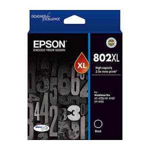 Genuine Epson 802XL Black High Yield ink cartridge - 2,600 pages