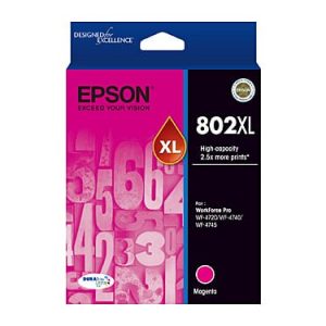 Genuine Epson 802XL Magenta High Yield ink cartridge - 2,600 pages