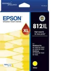Genuine Epson 812XL Yellow High Yield ink cartridge - 1,100 pages