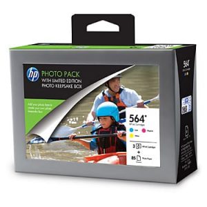 Genuine HP 564 Value Pack 3pk (C,M,Y) & 85 sheets glossy photo paper - see singles for yield