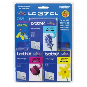 Genuine Brother LC-37 Value Pack 3pk (C,M,Y) ink cartridge - 300 pages each