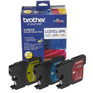 Genuine Brother LC-67 Value Pack 3pk (C,M,Y) ink cartridge - 325 pages each