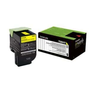 Genuine Lexmark 70C8HY0 (708HY) Yellow High Yield toner cartridge - 3,000 pages