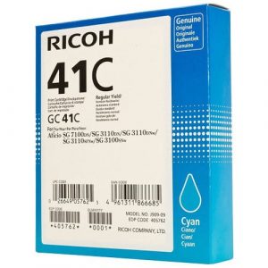 Genuine Ricoh/Lanier 405762 (GC-41C) Cyan Gel ink cartridge - 2,200 pages